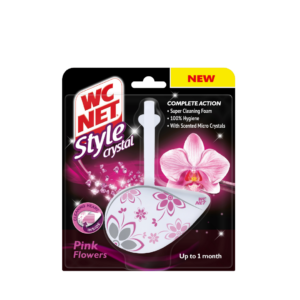WC NET Toilet Block Style Crystal Pink Flowers 1pc