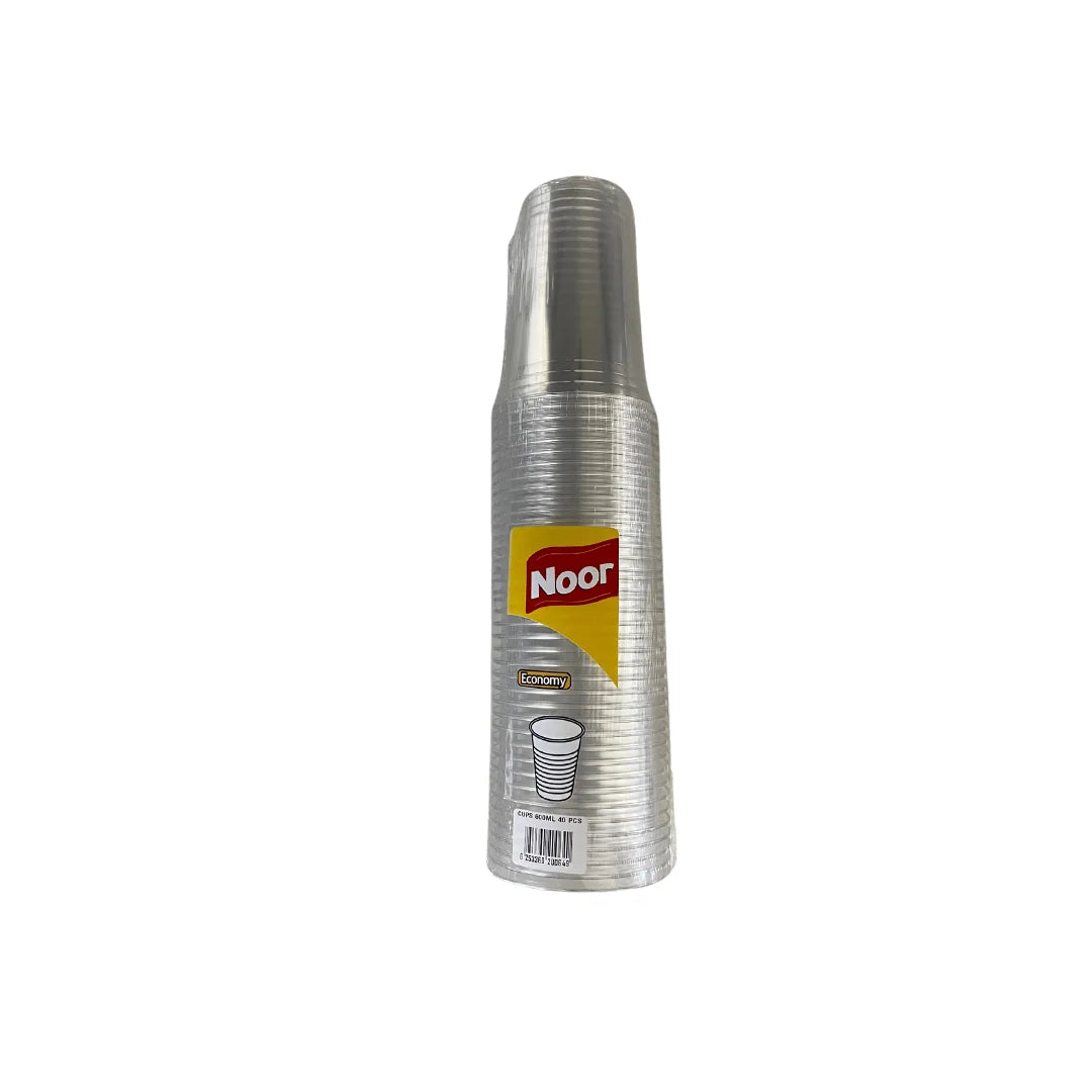 NOOR CLEAR PLASTIC CUPS 600 ML 40 CUPS