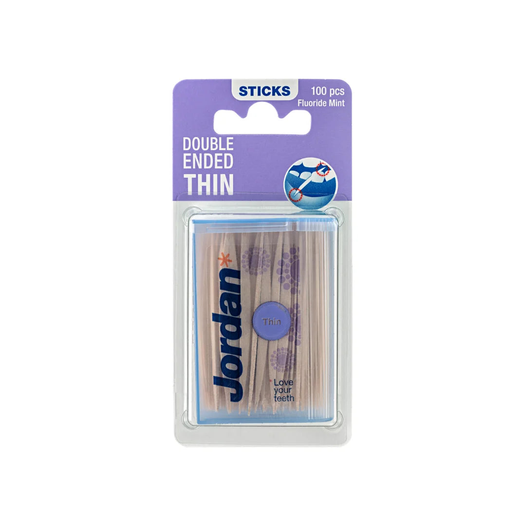 Jordan  Dental Sticks, double ended thin, 100 units