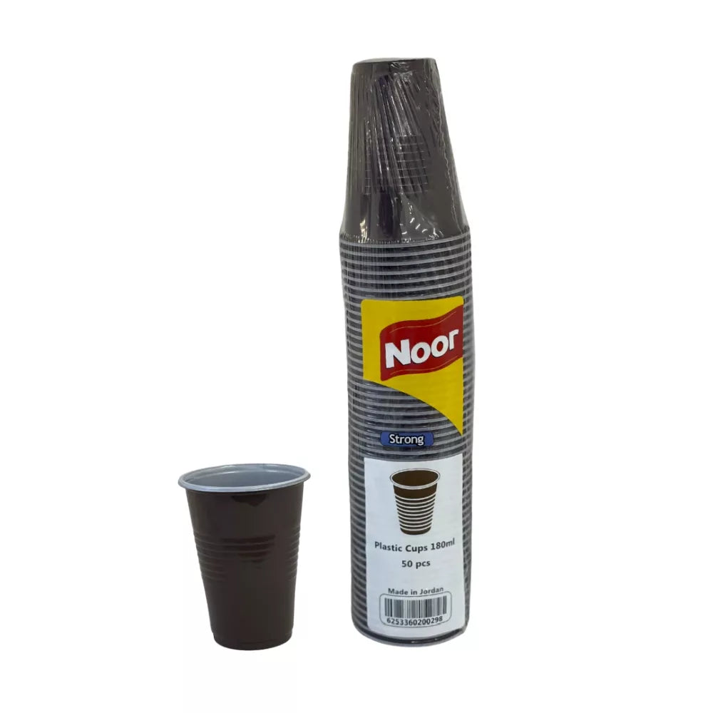 Noor plastic cups 180ml brown 50 pcs