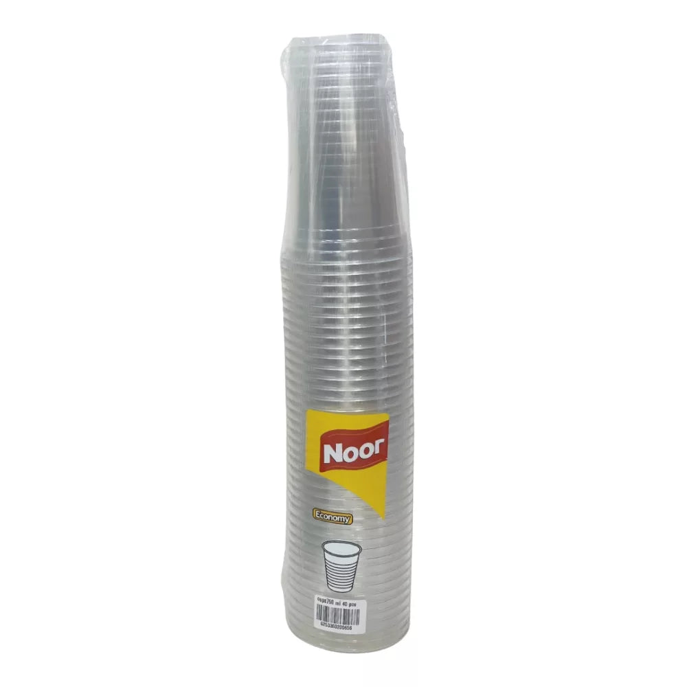 NOOR CLEAR PLASTIC CUPS 750ML 40 CUPS