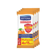 Septona Antibacterial Wipes Orange 15 pcs X 4 multipack