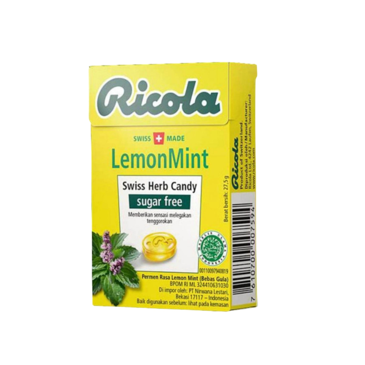 Ricola Lemon Mint Sugar free Herb Drops 27.5g Box
