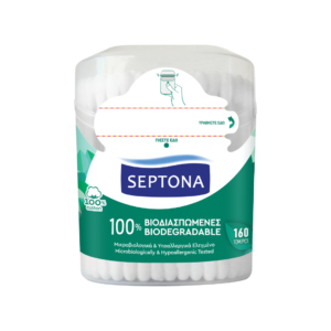 Septona cotton buds 160 PCS BIODEGRADABLE with dispenser Pop up lid
